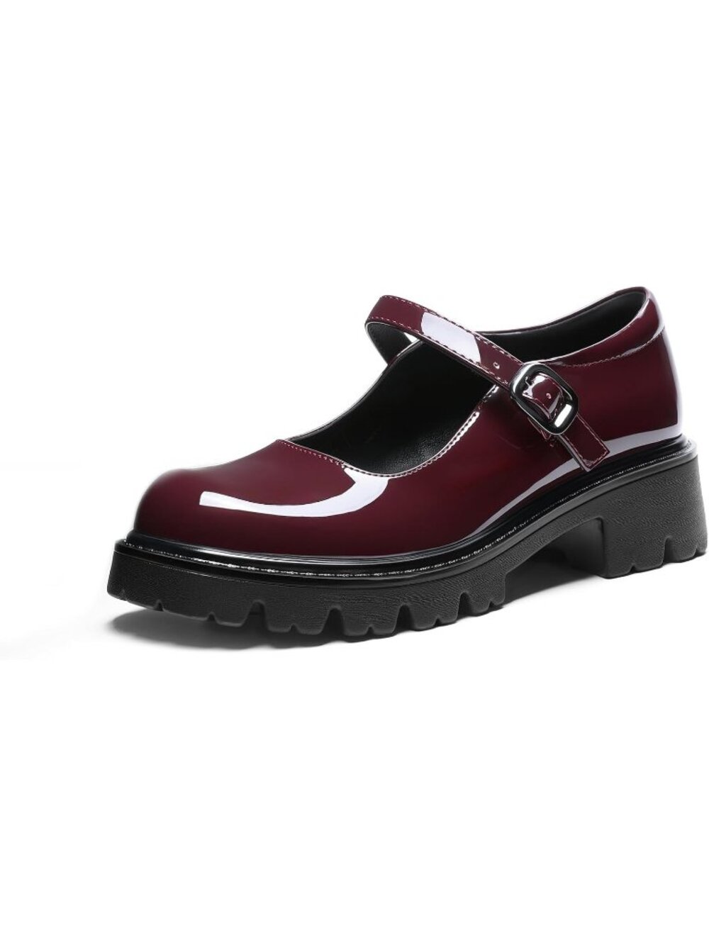 Dream Pairs Women's Burgundy Mary Jane Platform Pumps Chunky Block Heel Shoes